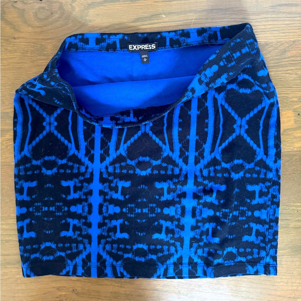 Express Vibrant Blue and Black Skirt